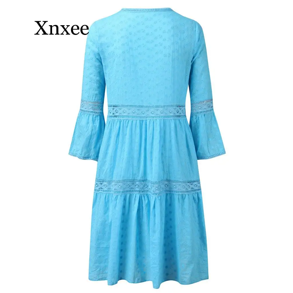 Women Boho Solid Crew Neck Dresses Hollow Out Splice Mid-Long Dresses summer beach dress plus size dress white baby blue lace
Women Boho Solid Crew Neck Dresses Hollow Out Splice Mid-Long Dresses summer beach dress plus size dress white baby blue lace