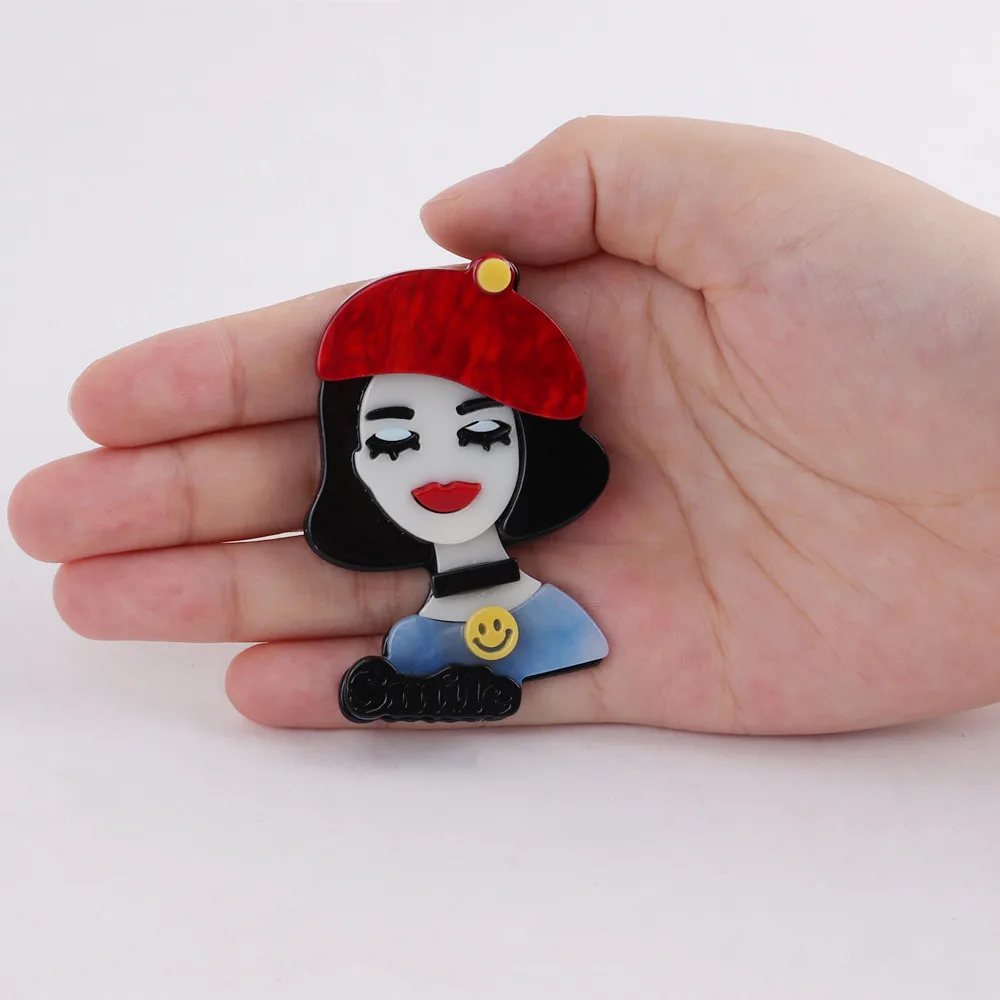 New Cute Girl With Red Hat Acrylic Brooch For Women Smile Lady Resin Figure Brooches Pins Lapel Badges Cloth Fashion Jewelry
New Cute Girl With Red Hat Acrylic Brooch For Women Smile Lady Resin Figure Brooches Pins Lapel Badges Cloth Fashion Jewelry