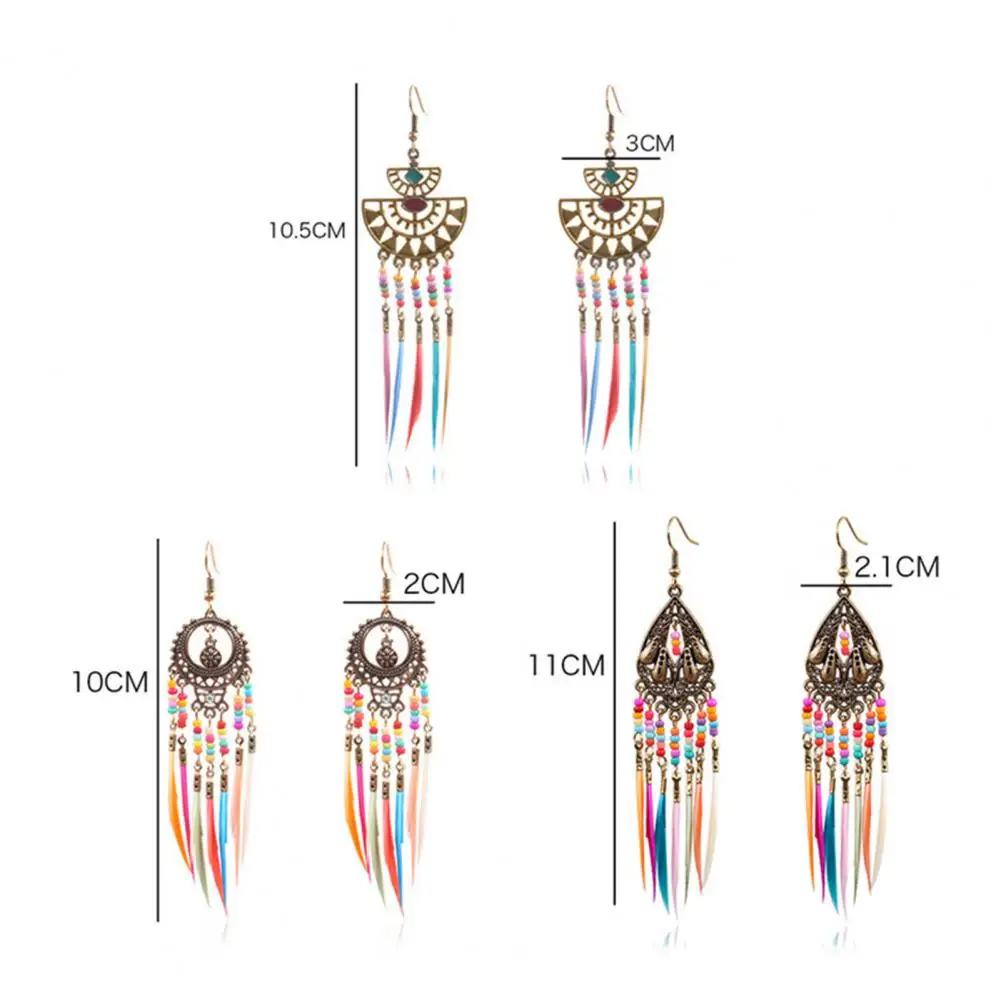 Hot Sales Earrings Retro Romantic Resin Beads Bohemian Feather Tassel Fringe Earrings for Women
Hot Sales Earrings Retro Romantic Resin Beads Bohemian Feather Tassel Fringe Earrings for Women