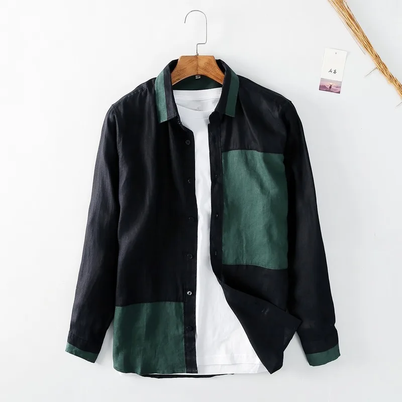 Мужская одежда, новинка сезона осень 2021, стильная мужская льняная рубашка с длинными рукавами, повседневные мужские рубашки с прострочкой и... 
Мужская одежда, новинка сезона осень 2021, стильная мужская льняная рубашка с длинными рукавами, повседневные мужские рубашки с прострочкой и...