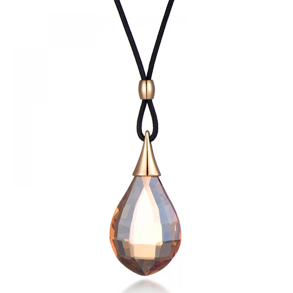Big Brown Clear Glass Pendant Necklace Elegant Water Drop Crystal Leather Chain Necklace For Femmes Party Jewelry Accessories
Big Brown Clear Glass Pendant Necklace Elegant Water Drop Crystal Leather Chain Necklace For Femmes Party Jewelry Accessories