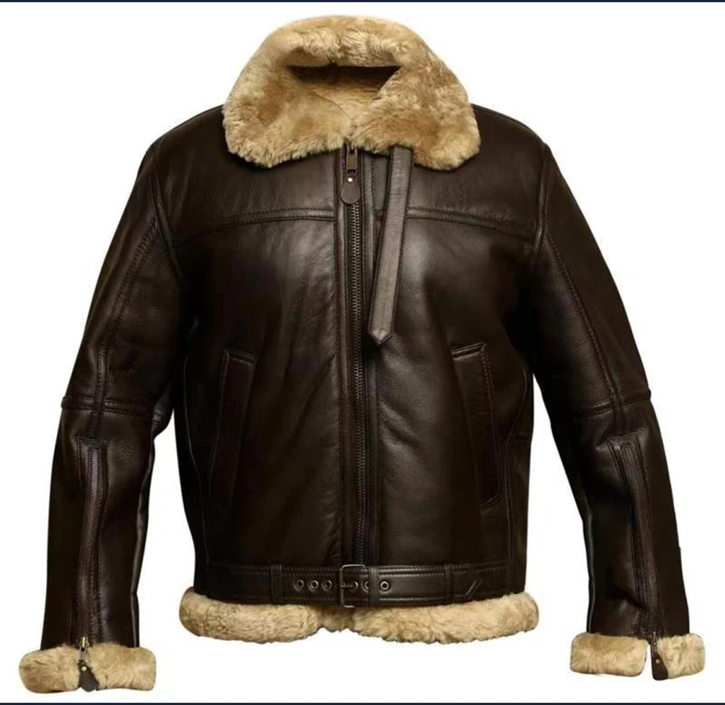 2021 Winter Men Flying B3 Bomber Shearling Aviator Leather Jacket RAF Military Vintage Biker Motorcycle Leather Jacket
2021 Winter Men Flying B3 Bomber Shearling Aviator Leather Jacket RAF Military Vintage Biker Motorcycle Leather Jacket