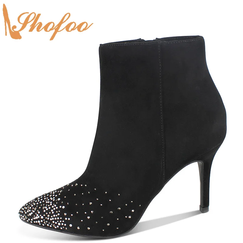Black Crystal Ankle Boots High Thin Heels Woman Pointed Toe Booties Lady Fashion Rhinestone Detail Shoes Large Size 14 16 Shofoo
Black Crystal Ankle Boots High Thin Heels Woman Pointed Toe Booties Lady Fashion Rhinestone Detail Shoes Large Size 14 16 Shofoo