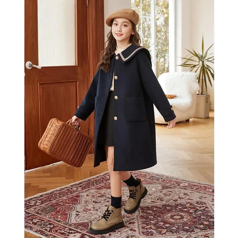 Girls Teens Fashion Spring Autumn Coat 2022 New Solid Long Turn Collar Single-Breasted Jacket 120-170 High Quality
Girls Teens Fashion Spring Autumn Coat 2022 New Solid Long Turn Collar Single-Breasted Jacket 120-170 High Quality