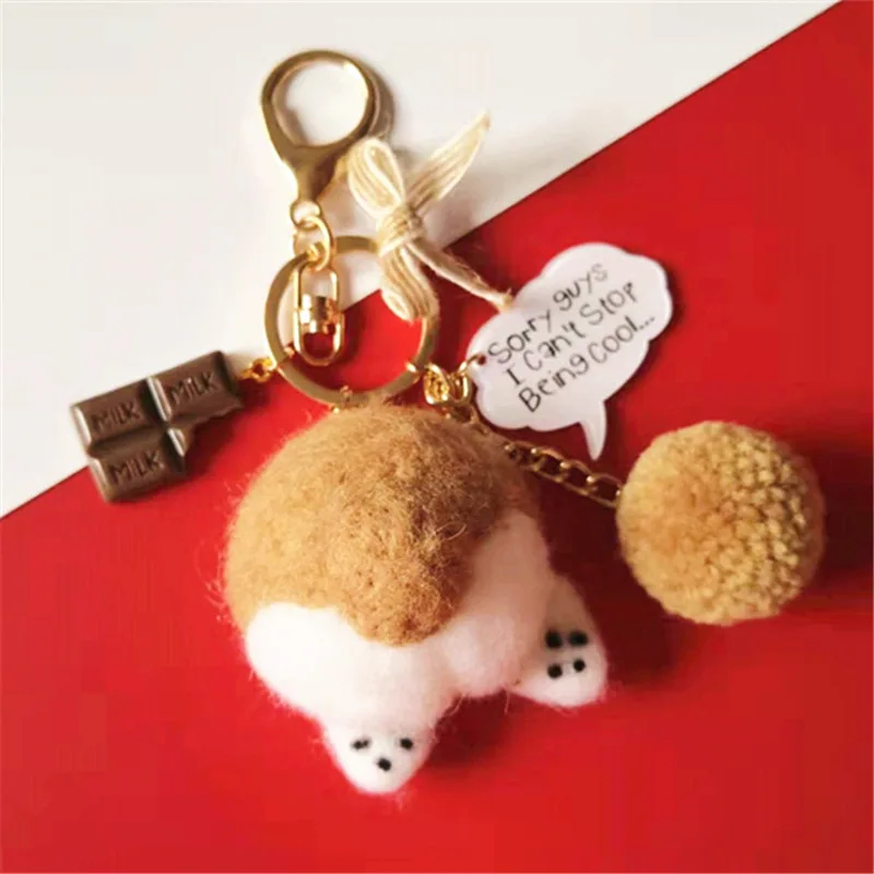 

Welsh Corgi Arse Keychains Plush Creative Cute Corgi Buttocks Key Chain Women Bag Pendant Keyring Gifts Lovers Holiday Gift