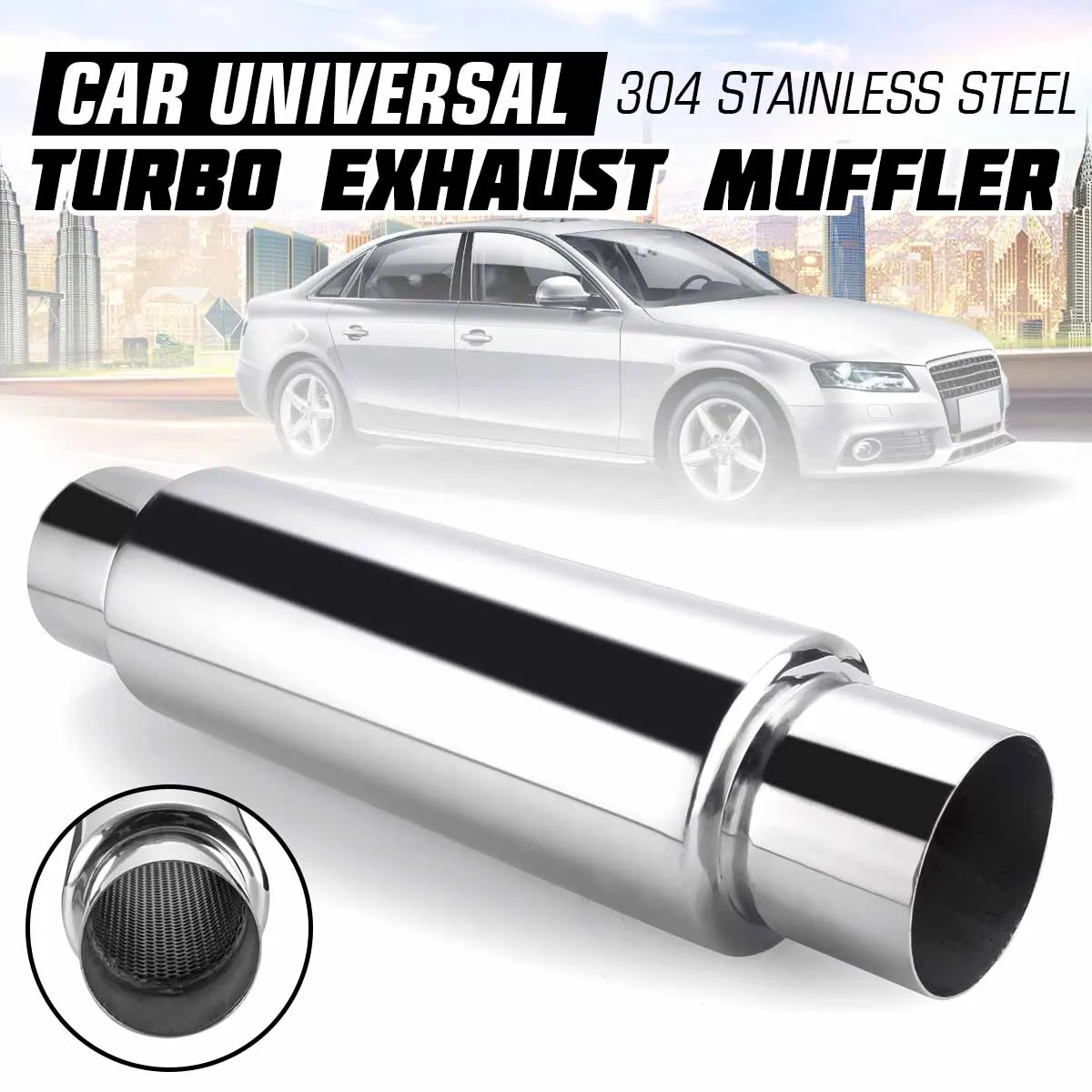 Universal 3" In 3" Out Car Exhaust Muffler Pipe 76mm Exhaust Tip Silencer Resonator Stainless Steel Tail Tube
Universal 3" In 3" Out Car Exhaust Muffler Pipe 76mm Exhaust Tip Silencer Resonator Stainless Steel Tail Tube
