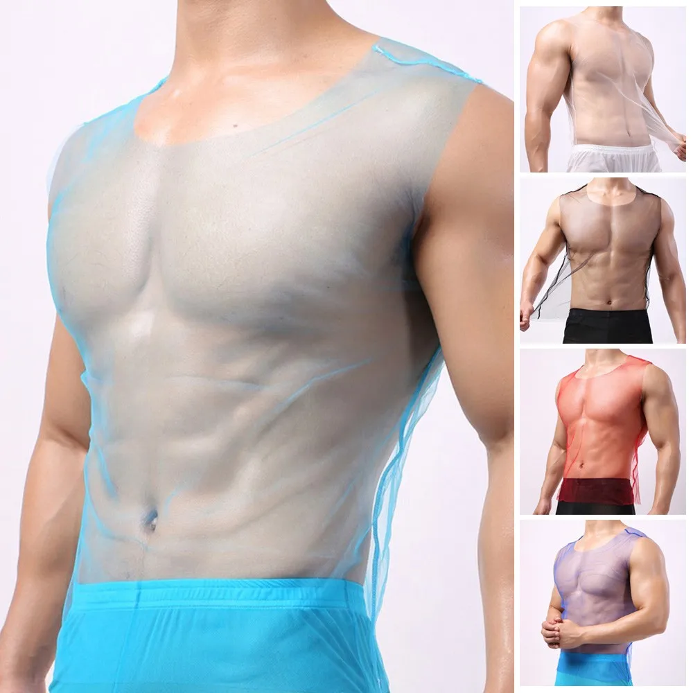 Sexy Men's Summer Tank Tops Sheer Mesh T-shirt See Through Fishnet Gym Training Tanks Top Vest Underwear Gay Off Shoulder Shirts
Sexy Men's Summer Tank Tops Sheer Mesh T-shirt See Through Fishnet Gym Training Tanks Top Vest Underwear Gay Off Shoulder Shirts