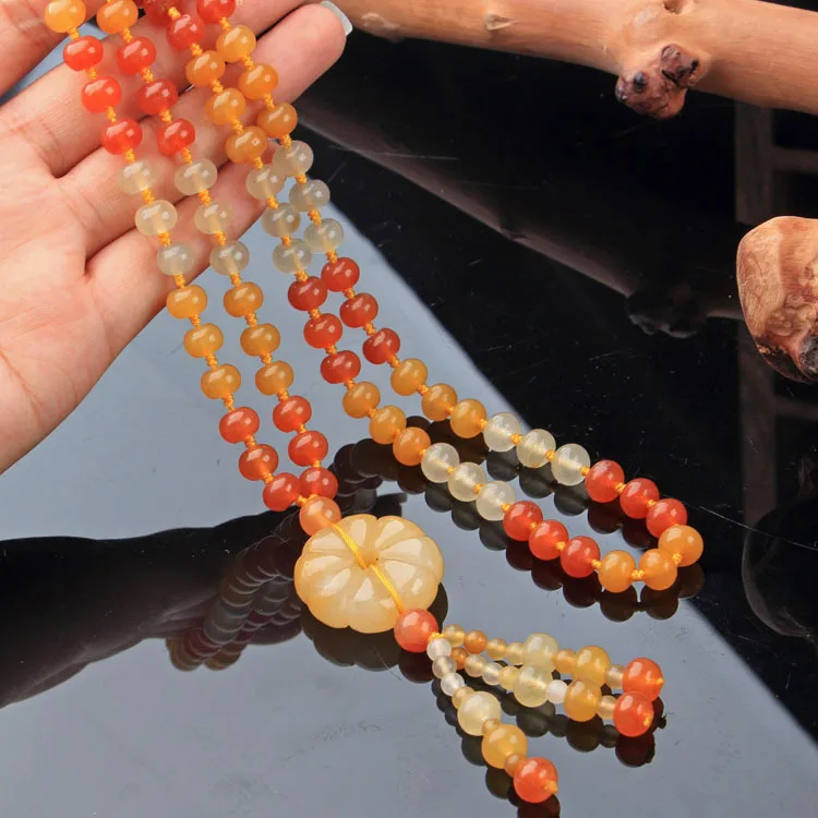 

Женское ожерелье с подвеской из натурального цветного агата и нефрита