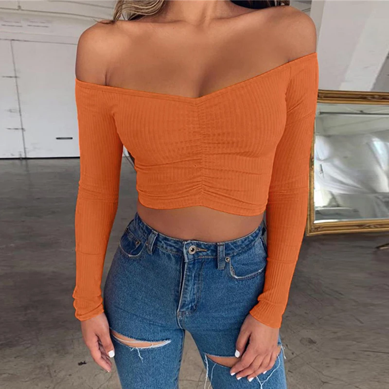 Coolest Off Shoulder Crop Tops Casual Ruched Pleated White T-shirt Women Long Sleeve Cropped Tshirt for Women Clothing
Coolest Off Shoulder Crop Tops Casual Ruched Pleated White T-shirt Women Long Sleeve Cropped Tshirt for Women Clothing