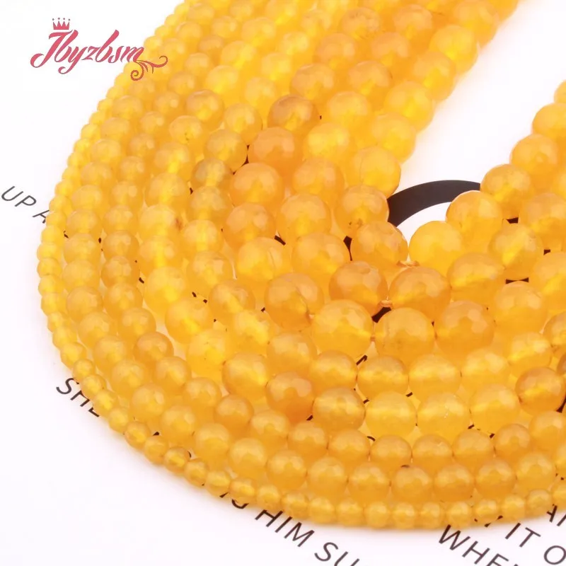 

4/6/8/10mm Yellow Jades Round Bead Faceted Stone Beads Loose Spacer For DIY Necklace Bracelets Earring Jewelry Making Strand 15"