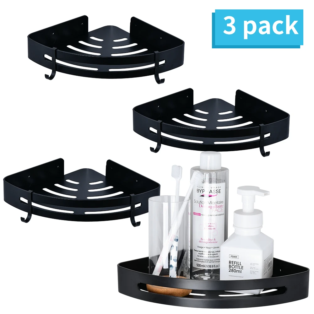 3 Pack Bathroom Shelves Storage Rack No Drilling Wall Mounted Corner Shower Caddy Shelf with 6 Removable Hooks for Washroom
3 Pack Bathroom Shelves Storage Rack No Drilling Wall Mounted Corner Shower Caddy Shelf with 6 Removable Hooks for Washroom
