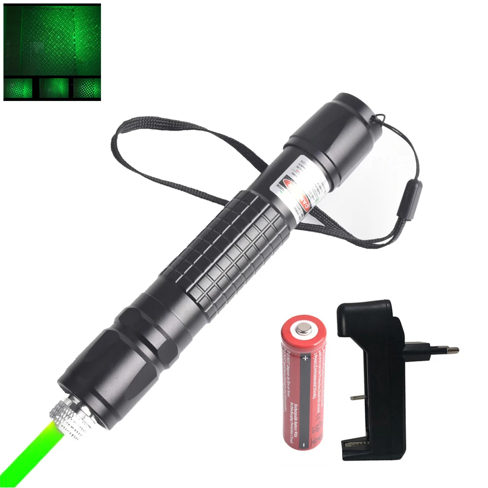 

532nm 8000M High Power Green Laser Pointer Adjustable Focus Star shape Light Pen Lazer Beam Military Green Lasers +18650 Battery