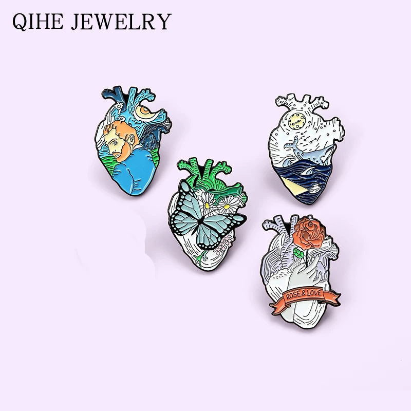 Anatomical Human Heart Pins Oil Painting Ocean World Butterfly Rose Love Art Heart Enamel Lapel Pin Medical Jewelry Organ Badge
Anatomical Human Heart Pins Oil Painting Ocean World Butterfly Rose Love Art Heart Enamel Lapel Pin Medical Jewelry Organ Badge