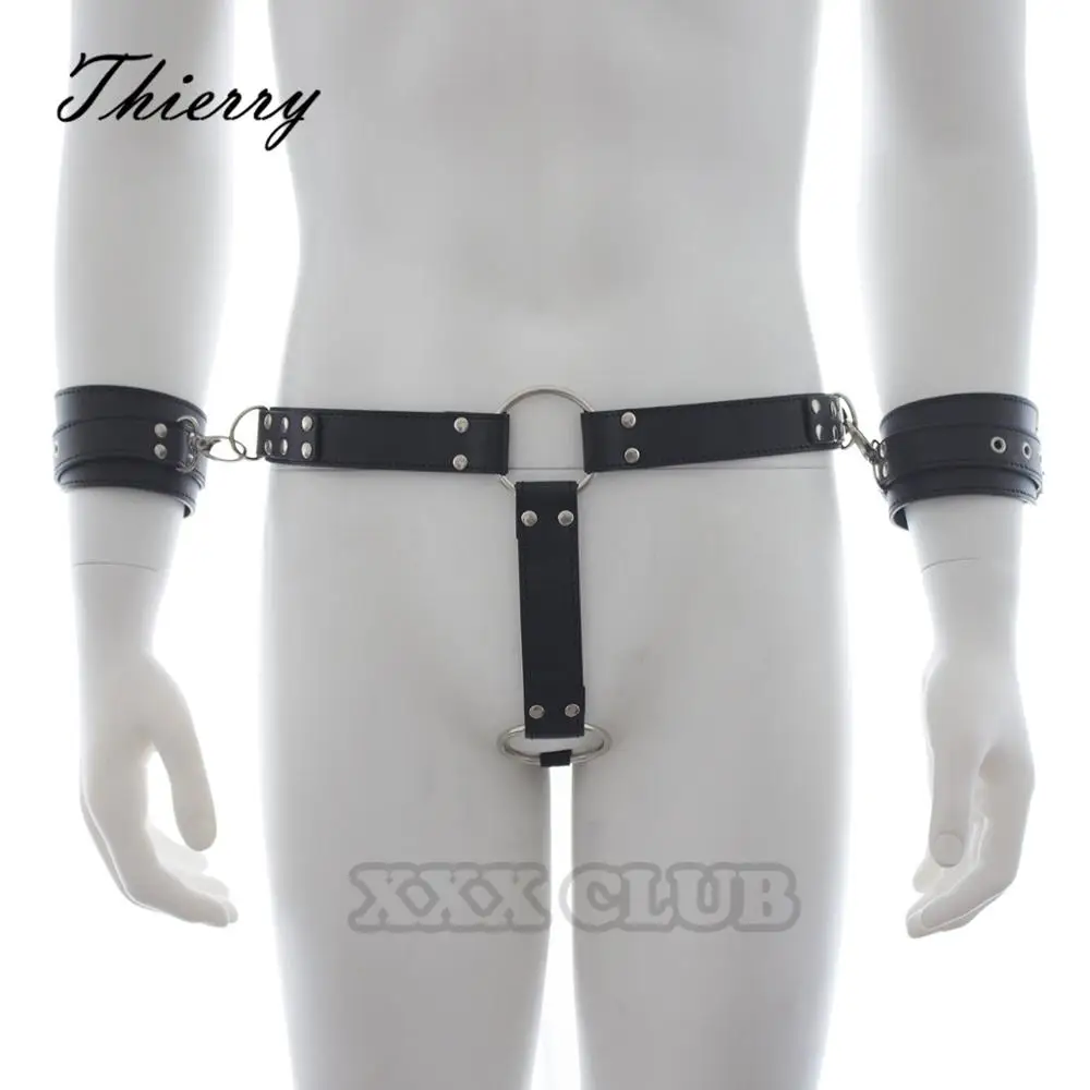 Стринги женские и мужские регулируемые с наручниками|leather chastity belt|leather chastityfor adults |