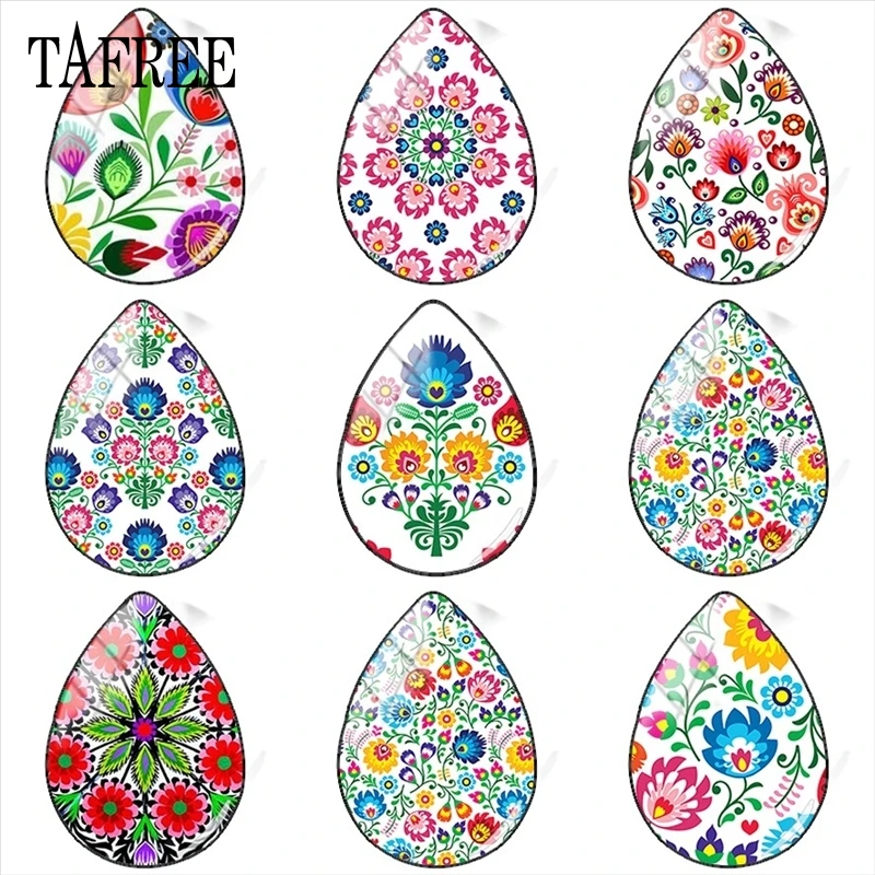 TAFREE Bohemia Polish Folk Art Pattern 18x25mm Handmade Drop Shape Glass Cabochon Flat Back Making Findings
TAFREE Bohemia Polish Folk Art Pattern 18x25mm Handmade Drop Shape Glass Cabochon Flat Back Making Findings