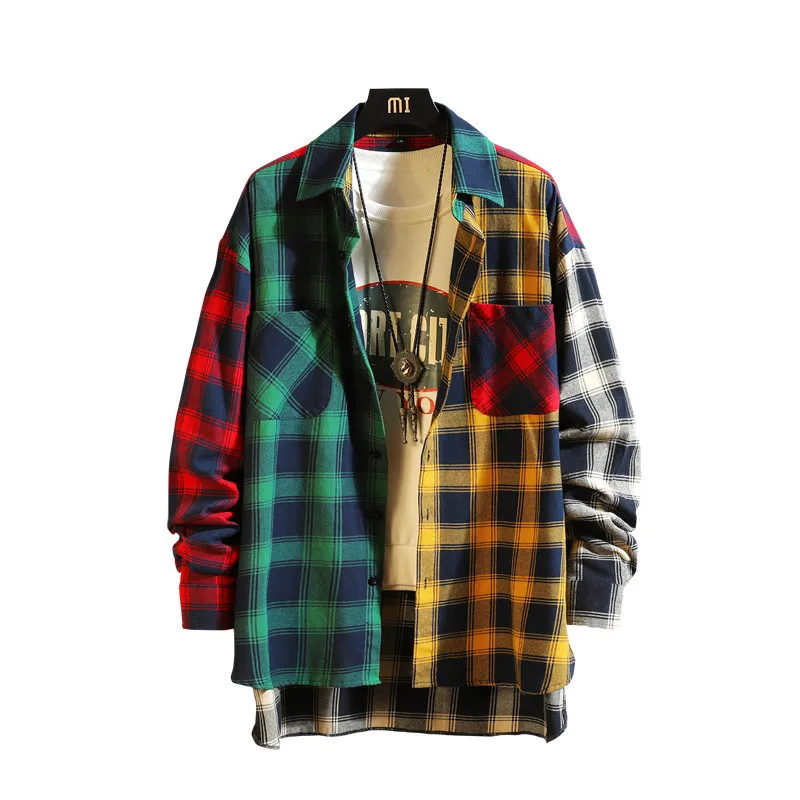 new personality patchwork red plaid shirt men's street casual hip hop long-sleeved shirt men's loose shirt large size M-5XL
new personality patchwork red plaid shirt men's street casual hip hop long-sleeved shirt men's loose shirt large size M-5XL