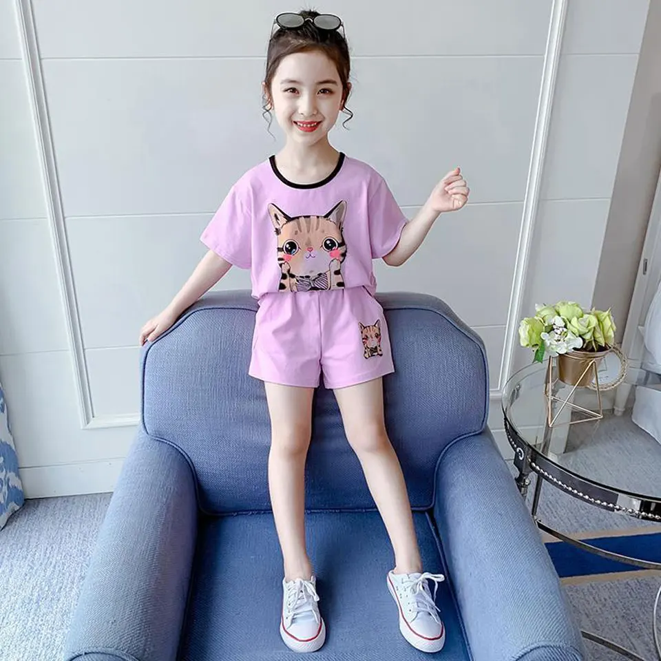 Summer New T-shirt+ Short Pant Set Kids Clothes Girls 10 To 12 Teenage Casual Sport Girls Clothing Set Height For 100cm-160cm
Summer New T-shirt+ Short Pant Set Kids Clothes Girls 10 To 12 Teenage Casual Sport Girls Clothing Set Height For 100cm-160cm