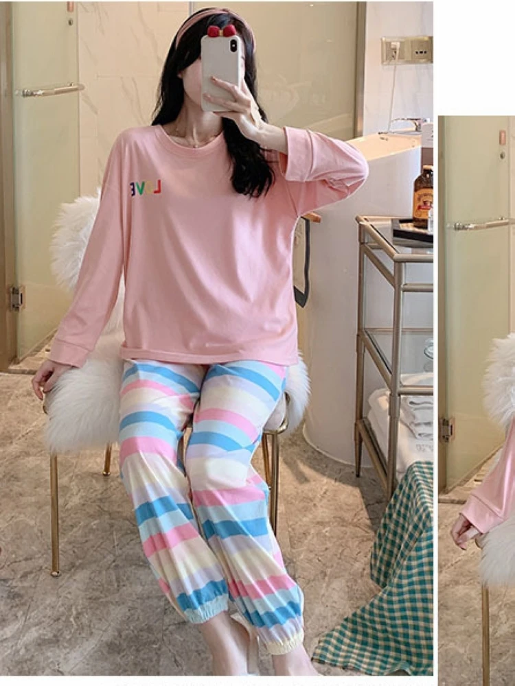 2021 spring and autumn two-piece home service student cute style long-sleeved trousers pajamas women comfortable cotton home
2021 spring and autumn two-piece home service student cute style long-sleeved trousers pajamas women comfortable cotton home
