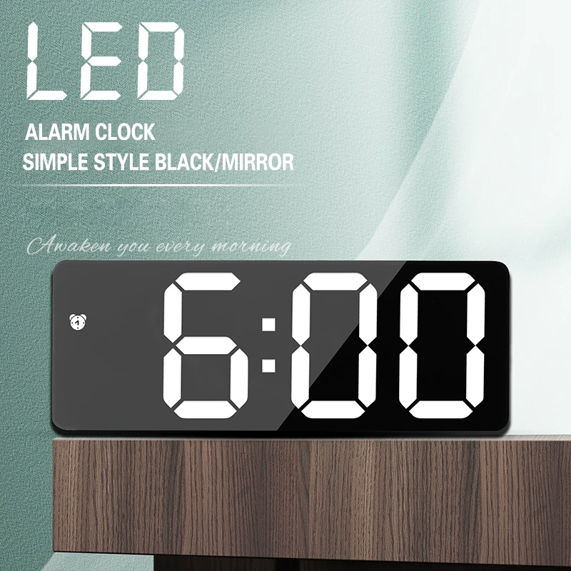LED Digital Clock Creativity Mirror Alarm Clock Voice Control Snooze Temperature Display Night Desktop Literary Decoration 
LED Digital Clock Creativity Mirror Alarm Clock Voice Control Snooze Temperature Display Night Desktop Literary Decoration