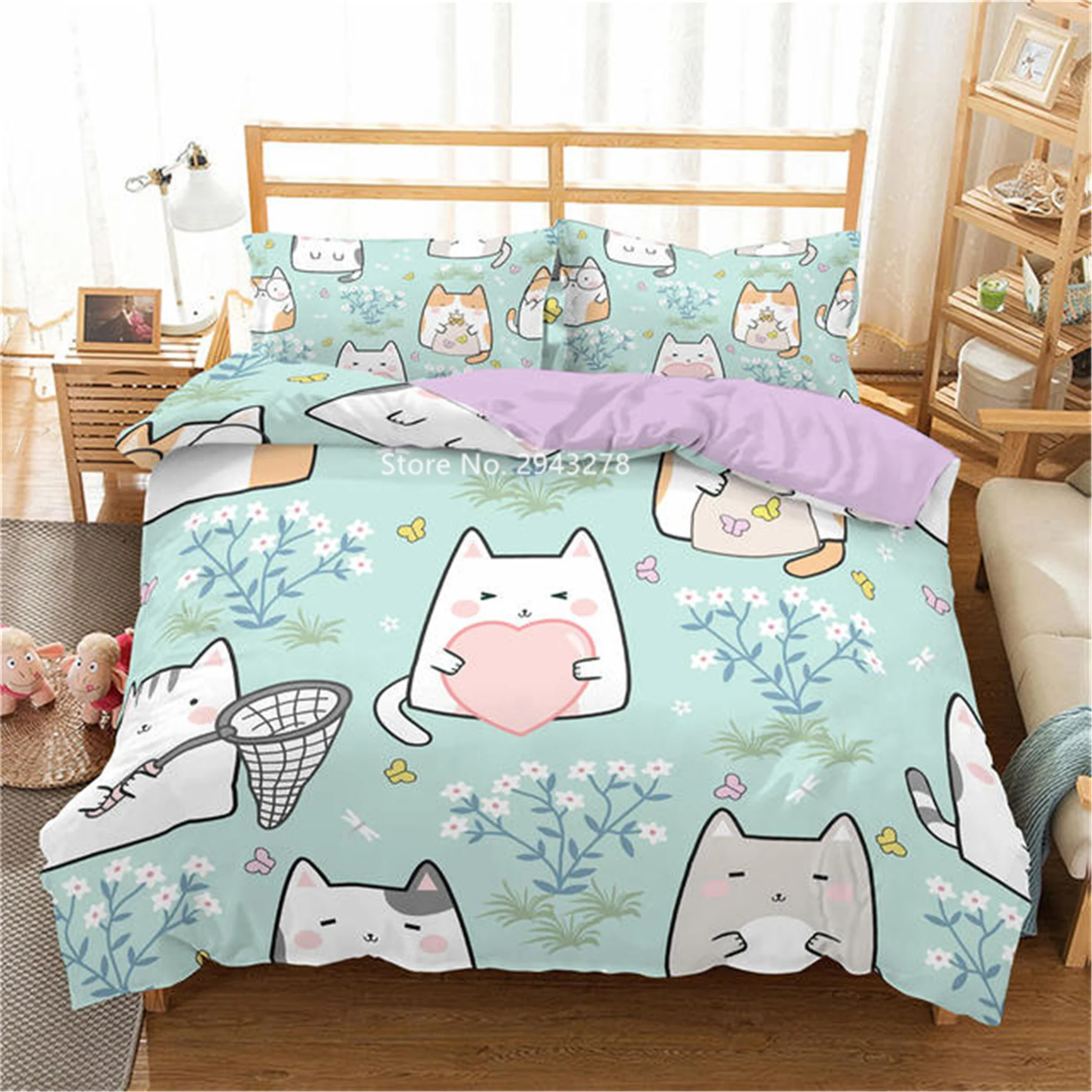 Home Textile Cartoon Cat Fish Love Series Printed Comfortable Duvet Cover Pillowcase Children Bedding Set Bedroom Decoration
Home Textile Cartoon Cat Fish Love Series Printed Comfortable Duvet Cover Pillowcase Children Bedding Set Bedroom Decoration