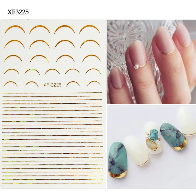 3D Gold Silver Nail Stickers Straight Curved Liners Stripe Tape Geometric Decals Nail Art Decorations
3D Gold Silver Nail Stickers Straight Curved Liners Stripe Tape Geometric Decals Nail Art Decorations