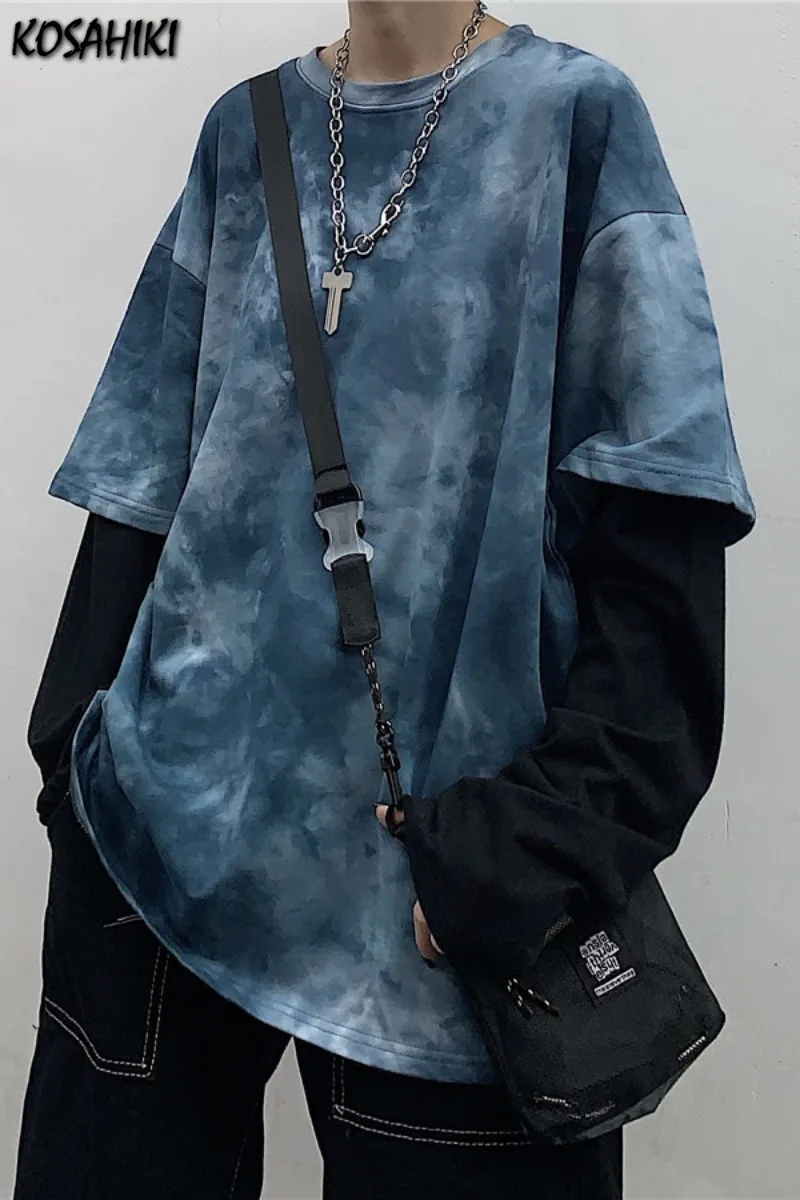 KOSAHIKI Harajuku Tie Dye T Shirt Women Long Sleeved Loose Fake Two Pieces Casual Tops Streetwear Tees T-Shirts Camisetas Mujer
KOSAHIKI Harajuku Tie Dye T Shirt Women Long Sleeved Loose Fake Two Pieces Casual Tops Streetwear Tees T-Shirts Camisetas Mujer
