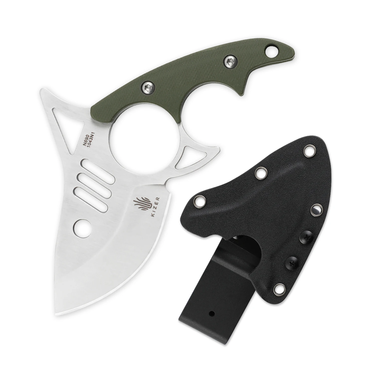 Нож Kizer с фиксированным лезвием и зубцами акулы 1043N1 походный охотничий нож для