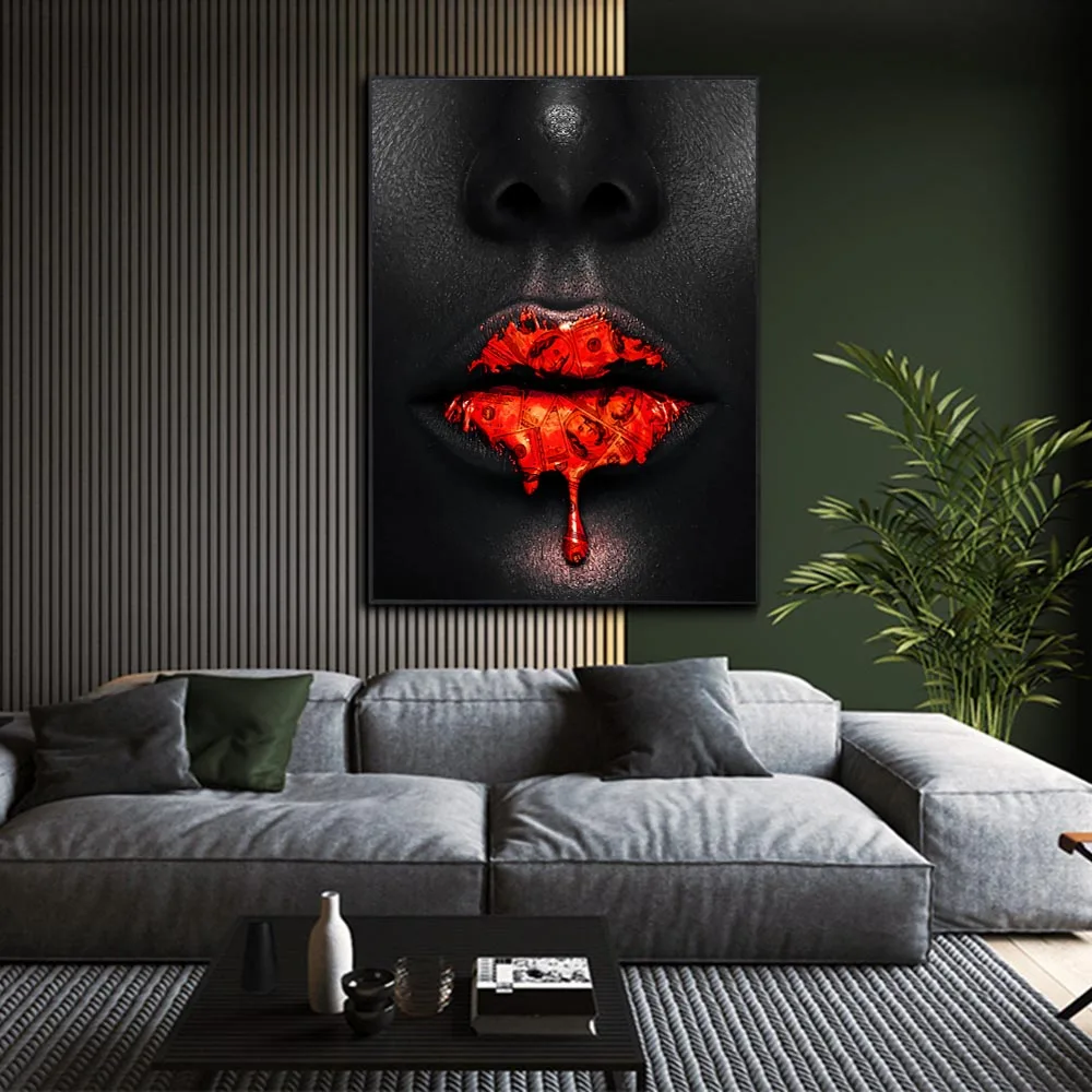 Creative Red Lips Dollar Drip Canvas Print Art Black African Woman Lip Wall Art Canvas Poster Picture Home Living Room Decora
Creative Red Lips Dollar Drip Canvas Print Art Black African Woman Lip Wall Art Canvas Poster Picture Home Living Room Decora