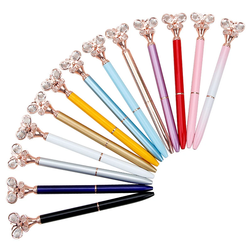 1 шт. стеклянная школьная Ручка с бабочками мм металлическая шариковая ручка