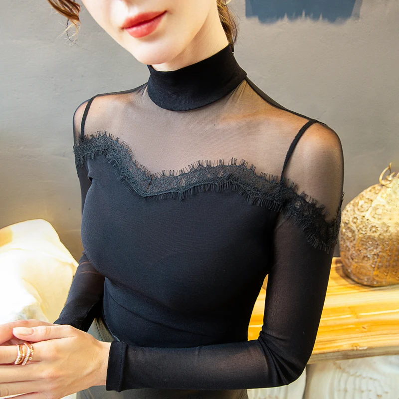 Сетчатые топы с высоким воротником, женские привлекательные модные футболки с заплатками и кружевом, женские эластичные футболки с длинным...
Сетчатые топы с высоким воротником, женские привлекательные модные футболки с заплатками и кружевом, женские эластичные футболки с длинным...