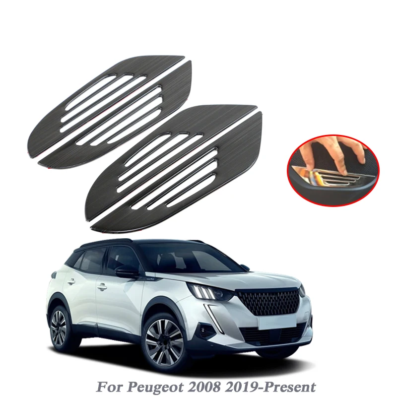 

2PCS Car Styling For Peugeot 2008 2019-Present Car Door Horn Frame stickers Sequins Internal Interior Frame Auto Accessory