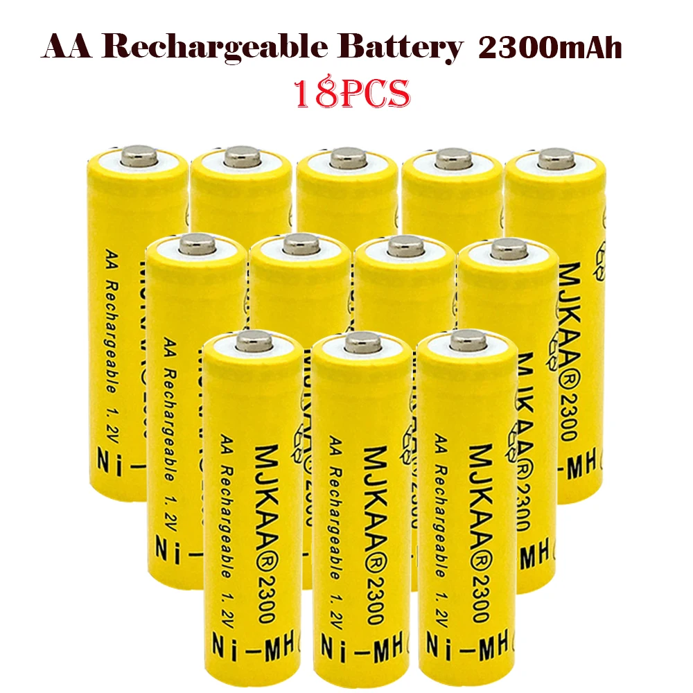 

AA 2300mAh 18PCS 1.2V Ni-MH Rechargeable Battery High Quality 2A Rechargerable Batteries For Remote Control Pre-Charged