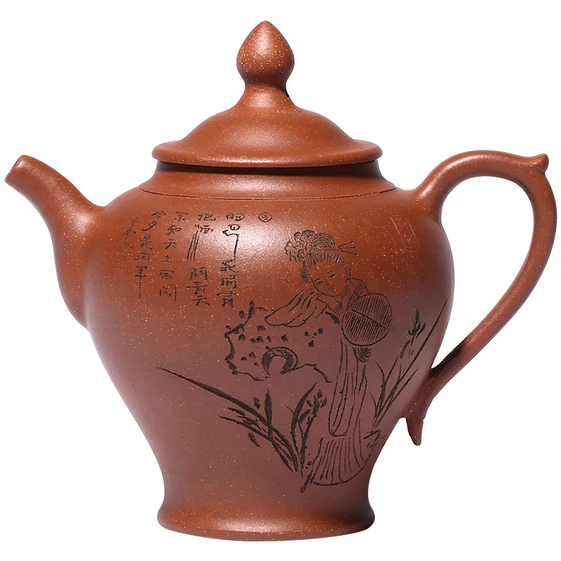 Yixing Zisha teapot raw ore downhill clay imperial concubine teapot carved tea set gift goods