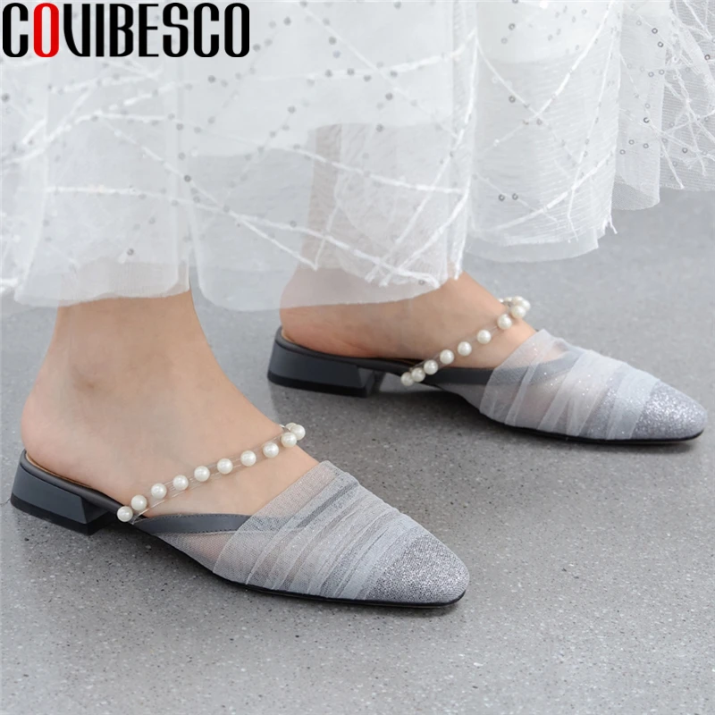 COVIBESCO Sweet Casual Women Sandals Mesh Pearl Mules Low Heels Spring Summer Slippers New Arrival Comfortable Shoes Woman 2021
COVIBESCO Sweet Casual Women Sandals Mesh Pearl Mules Low Heels Spring Summer Slippers New Arrival Comfortable Shoes Woman 2021