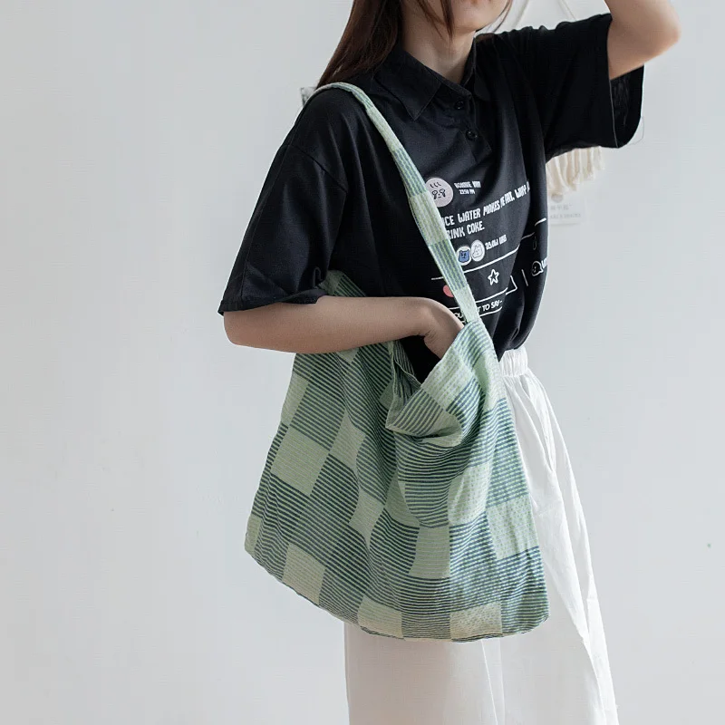 New Plaid Canvas Shoulder Bag Girl Student Cotton Cloth Tote Shopper Bags Large Eco Reusable Shopping Bag Female Messenger Bag
New Plaid Canvas Shoulder Bag Girl Student Cotton Cloth Tote Shopper Bags Large Eco Reusable Shopping Bag Female Messenger Bag