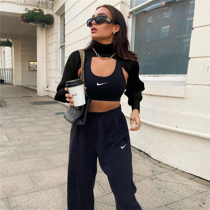 Autumn Personality Fashion Solid Color Sweater Sleeve Sleeves, High Collar Hollow Short Women's Top Ins Fashion Ladies Wear 
Autumn Personality Fashion Solid Color Sweater Sleeve Sleeves, High Collar Hollow Short Women's Top Ins Fashion Ladies Wear