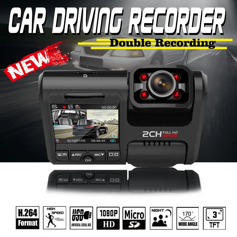 

Dash Cam Recorder Car DVR Novatek Chip 170° WIFI Night Vision GPS Logger 4K 2160P Dual Lens Cycle Recording Sony IMX323 Sensor