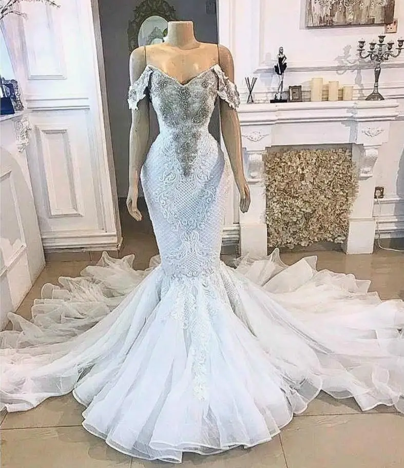 2021 Plus Size Arabic Aso Ebi Luxurious Lace Crystals Wedding Dresses Mermaid Sexy Bridal Dresses Vintage Tulle Wedding Gowns
2021 Plus Size Arabic Aso Ebi Luxurious Lace Crystals Wedding Dresses Mermaid Sexy Bridal Dresses Vintage Tulle Wedding Gowns