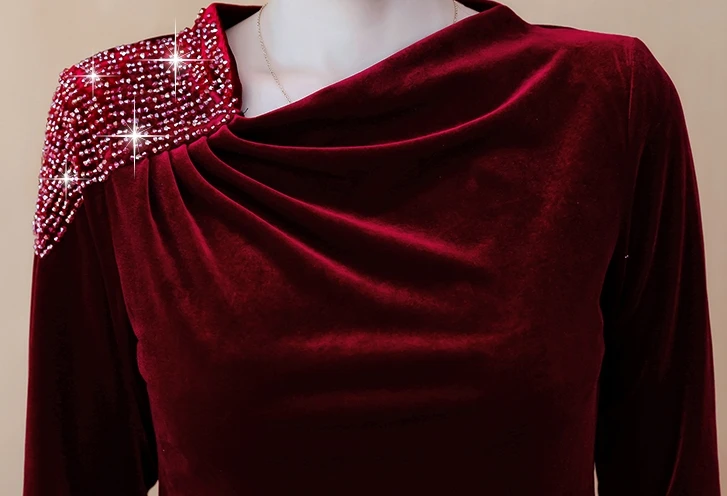 Fall Winter European Style T-shirt Fashion Pleuche Beading Women Long Sleeve Casual All Match Tops Bottoming Shirt Tees T09202L
Fall Winter European Style T-shirt Fashion Pleuche Beading Women Long Sleeve Casual All Match Tops Bottoming Shirt Tees T09202L