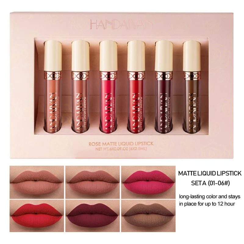6PCS/Sets Lip Gloss Lightweight Matte Long Lasting Waterproof Lipstick Nourish Moisturizing Professional Lip Makeup for Gift
6PCS/Sets Lip Gloss Lightweight Matte Long Lasting Waterproof Lipstick Nourish Moisturizing Professional Lip Makeup for Gift