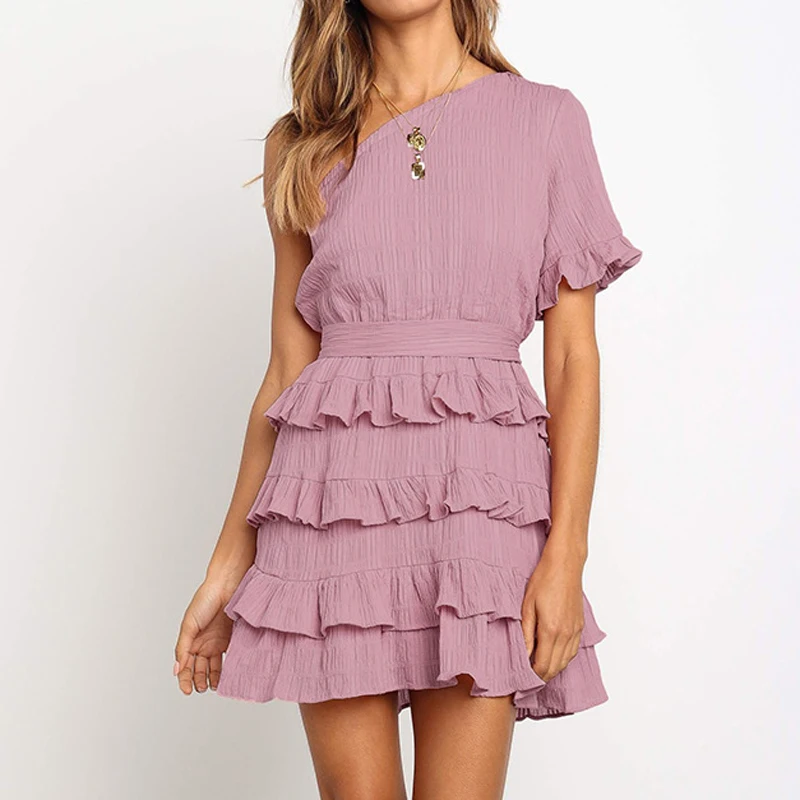ZOGAA Summer Layered Ruffles One Shoulder Sexy Dress Women Short Sleeve Lace Up Elegant Mini Dresses Party Club Dress Vestidos
ZOGAA Summer Layered Ruffles One Shoulder Sexy Dress Women Short Sleeve Lace Up Elegant Mini Dresses Party Club Dress Vestidos