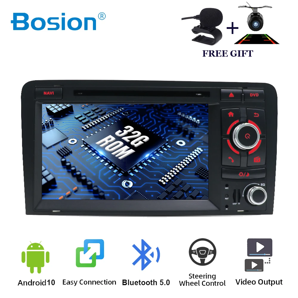 Автомобильный DVD плеер Bosion Android 10 2DIN с GPS для Audi A3 8P S3 2003 2012 RS3 мультимедийный Радио