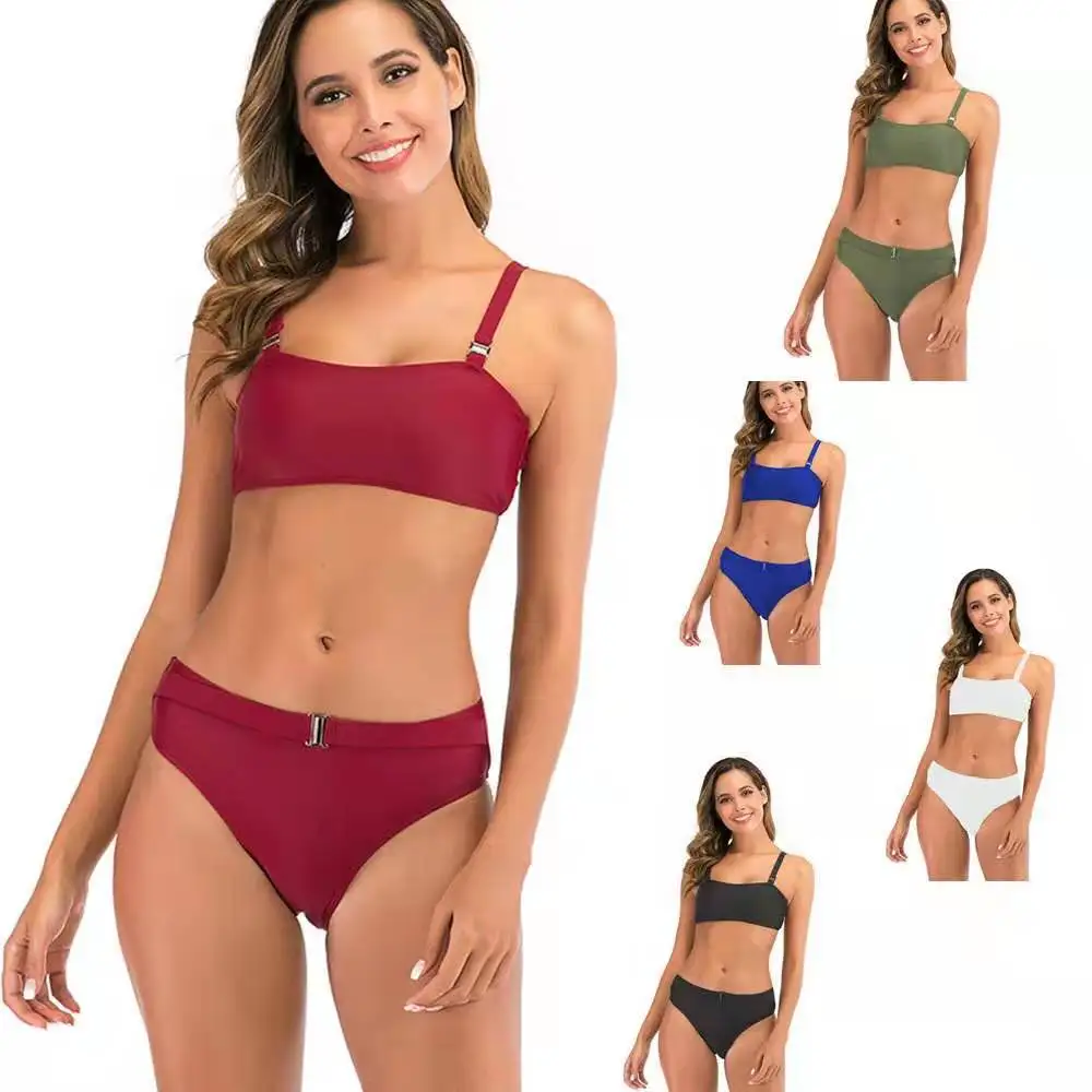 New solid color shoulder strap sexy bikini swimsuit new best selling
New solid color shoulder strap sexy bikini swimsuit new best selling