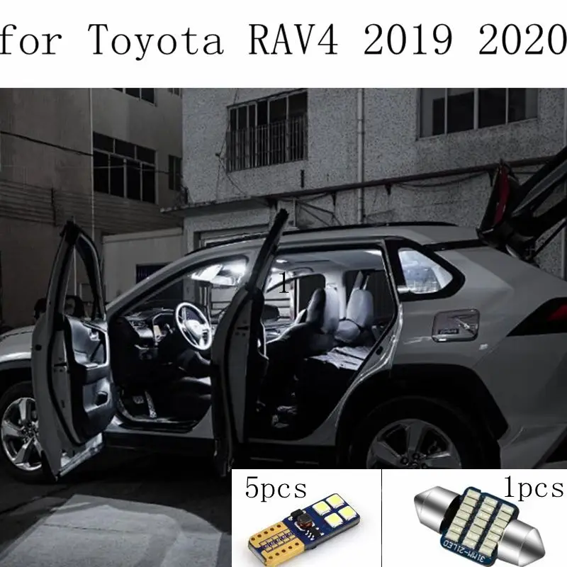 6 шт. Белый светодиодный Автомобильный интерьер посылка комплект для Toyota RAV4 RAV-4 2019