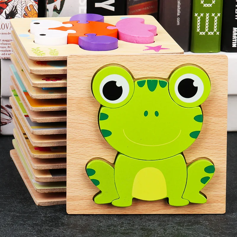 

Baby Toys Wooden 3D Puzzle Tangram Shapes Learning Cartoon Animal Intelligence Jigsaw Puzzle Toys For Children Educational