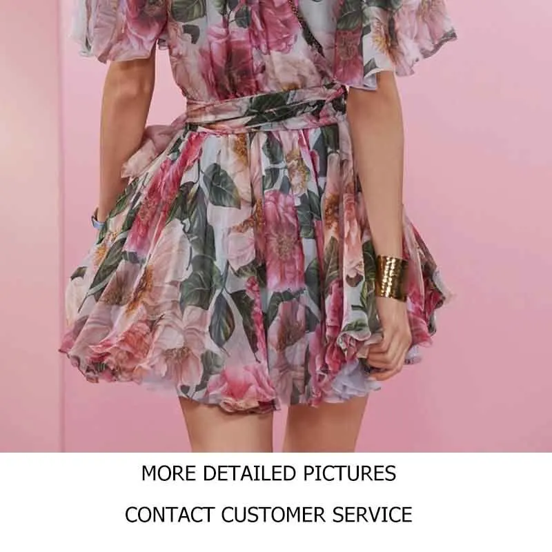 Cosmicchic Women Summer Dress Flower Printed 100% Silk MIDI Dress Pleated Short Sleeve O-neck With Belt Runway Designer 2021 New
Cosmicchic Women Summer Dress Flower Printed 100% Silk MIDI Dress Pleated Short Sleeve O-neck With Belt Runway Designer 2021 New