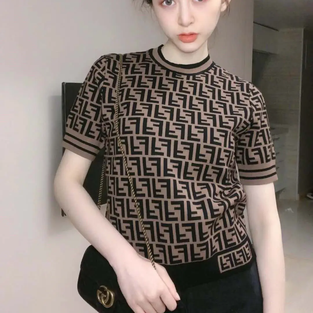 Summer loose knit short sleeve round neck Pullover Top base T-shirt women's new
Summer loose knit short sleeve round neck Pullover Top base T-shirt women's new