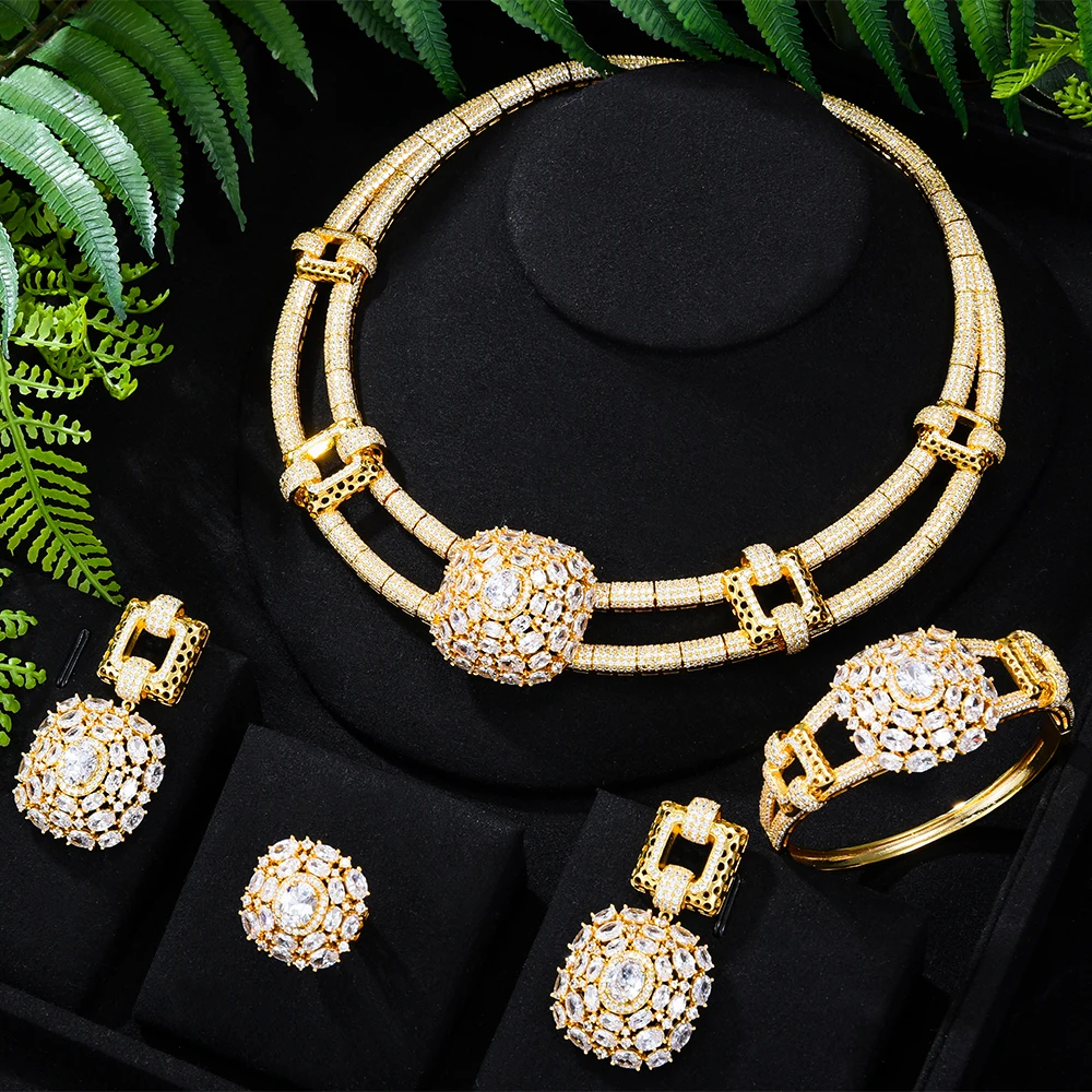GODKI Famous Luxury Brand 4PCS Nigerian Jewelry Set For Women Wedding Cubic Zircon Dubai Bridal Necklace Earring Bangle Ring Set 
GODKI Famous Luxury Brand 4PCS Nigerian Jewelry Set For Women Wedding Cubic Zircon Dubai Bridal Necklace Earring Bangle Ring Set