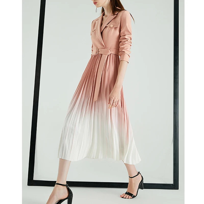 Fitaylor New Spring Autumn Long Sleeve Medium Length Dress Women Fashion Gradient Lace-up A-line Dress Lady Slim Pleated Dresses
Fitaylor New Spring Autumn Long Sleeve Medium Length Dress Women Fashion Gradient Lace-up A-line Dress Lady Slim Pleated Dresses