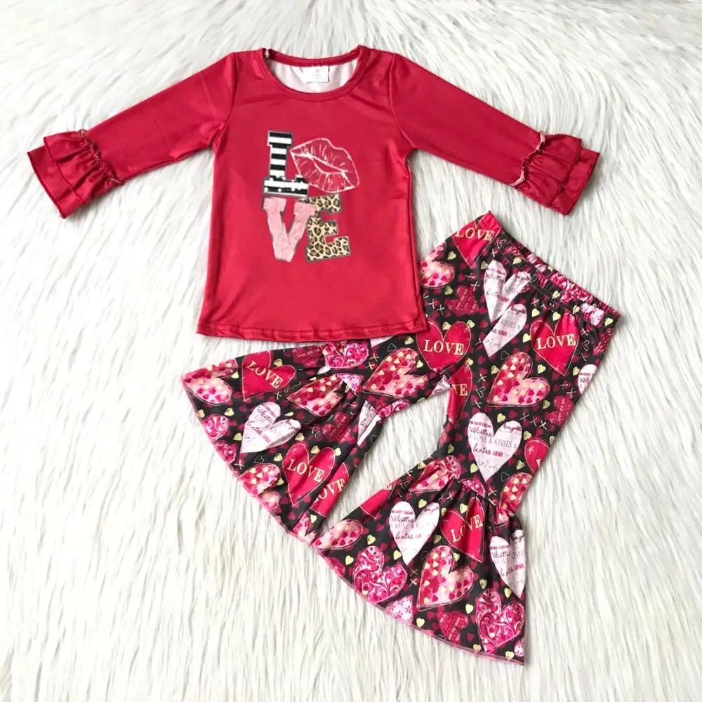 Toddler Baby Girl Clothes 2 Set Red Love Print Long Sleeve Bell-Bottom Print Kids Wear For Valentines Day 
Toddler Baby Girl Clothes 2 Set Red Love Print Long Sleeve Bell-Bottom Print Kids Wear For Valentines Day